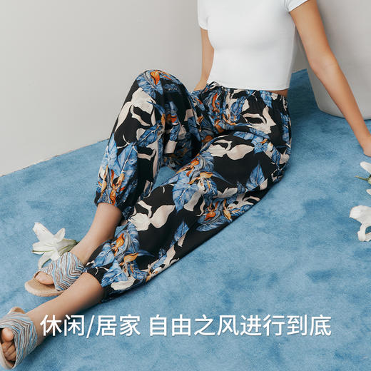 Threegun三枪 【垂棉】印花女士休闲家居长裤-61308B011 商品图3