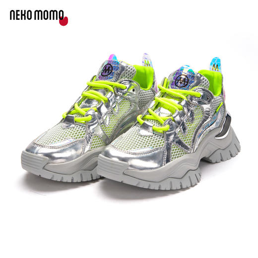 nekomomo2023年夏季新款商场同款牛皮网面松糕超轻厚底老爹鞋女 商品图0