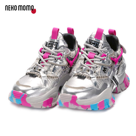 nekomomo2022年秋冬新款商场同款头层牛皮迷彩纹超轻厚底老爹鞋M21CM35901女 商品图1