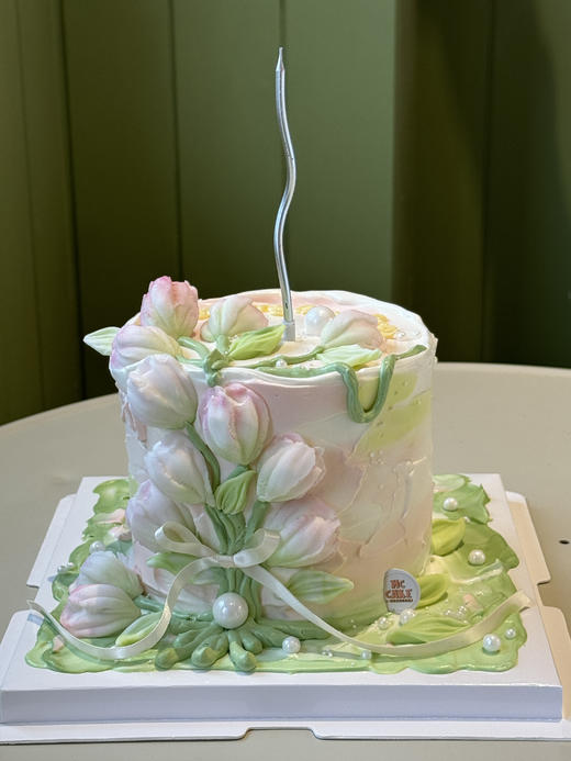 春日花花|郁金香翻糖仿刮刀花蛋糕（原图蜡烛非标配需要自己选） 商品图0