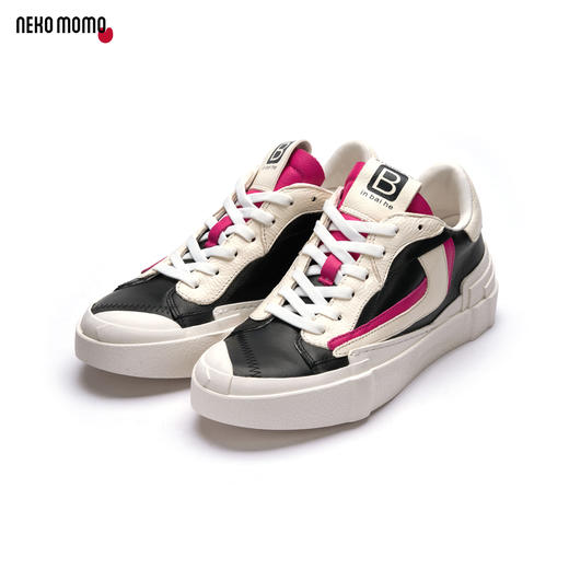 nekomomo2022年秋季新款商场同款头层牛皮系带时尚平底高帮板鞋女 商品图0