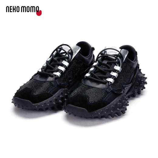 nekomomo2023年春季新款商场同款头层牛皮镶钻系带厚底老爹鞋女M21AM12971 商品图0