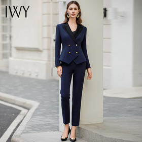 IWY/气质小个子藏青色西服外套高端设计感职业女裤商务总裁西装工作服CP1967