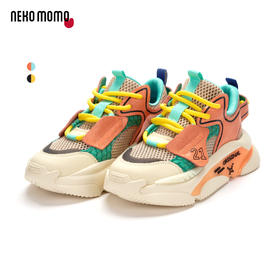 nekomomo2023年夏季新款商场同款牛皮网面超轻厚底运动鞋老爹鞋女