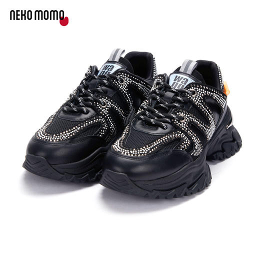 nekomomo2023年春季新款商场同款牛皮镶钻超轻厚底运动鞋老爹鞋M21AM12921女 商品图0
