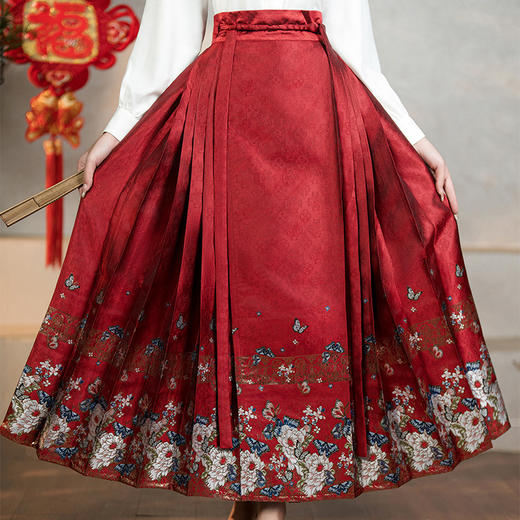 高级感敬酒订婚礼服，新中式国风汉服马面裙两件套JLM-红色蝴蝶 商品图3