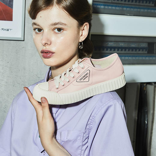 nekomomo2023年春季新款贝壳头头层牛皮橡胶底超轻小白鞋女板鞋女M20AM10451 商品图2