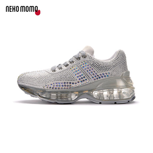 nekomomo2022年秋冬新款商场同款牛皮水钻运动气垫厚底老爹鞋女 商品图1