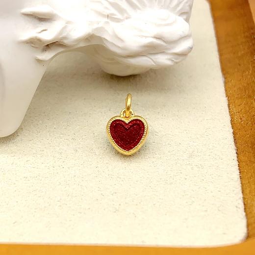 【限时7.5折】【定价黄金】足金 古法高温烧蓝高温珐琅心形空心双面爱心吊坠心形吊坠挂件(AKGFDZ00001)预售产品下单后不退款不退货不换货不补差价 商品图0