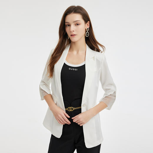 RF1A1新款职场OL气质通勤女士西装收腰小垫肩袖口插片镶钻外套 商品图0