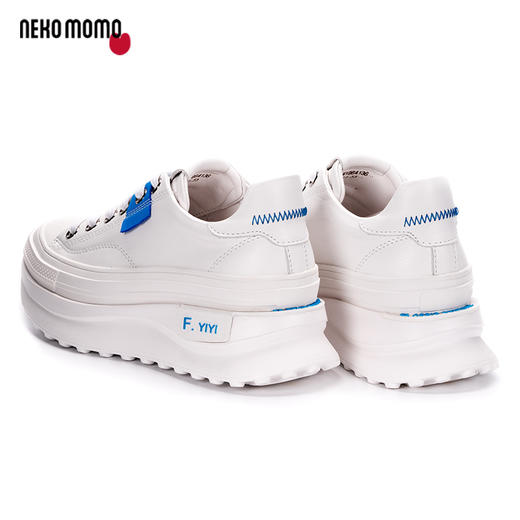 nekomomo2022秋季新款商场同款丝绸牛皮超轻厚底增高小白鞋女 商品图4