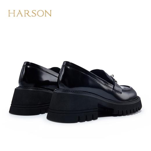 【自营】哈森 女鞋专柜2022秋季新款粗跟英伦乐福女单鞋 HL228801 商品图3