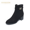 【自营】哈森 冬季新款时装靴粗跟侧拉链女靴中跟百搭时尚短靴 HA227130 商品缩略图2
