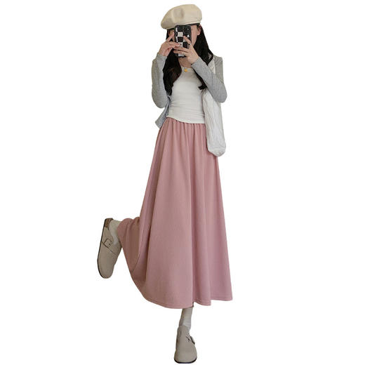 【“质感满满”百搭显腿长！】春夏必备，细条针织半身裙，百褶裙摆，中长款，宽松显瘦，百搭易配，时尚must-have！ 商品图4