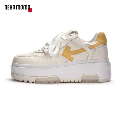 nekomomo2023年春季新款商场同款头层牛皮系带厚底板鞋女小白鞋女 商品图1