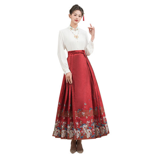 高级感敬酒订婚礼服，新中式国风汉服马面裙两件套JLM-红色蝴蝶 商品图4