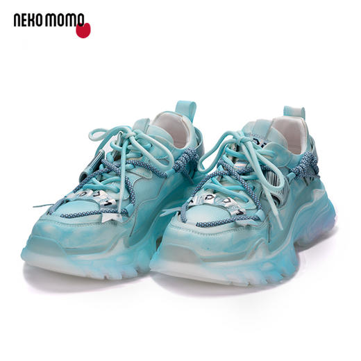 nekomomo2023年春季新款商场同款丝绸牛皮超轻软底厚底老爹鞋女M22AM19551 商品图1