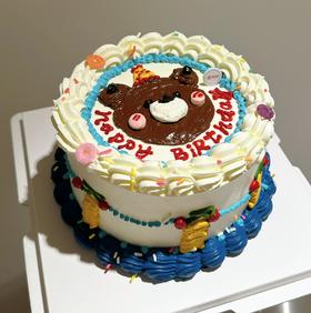 可爱小熊手绘生日蛋糕（动物奶油）