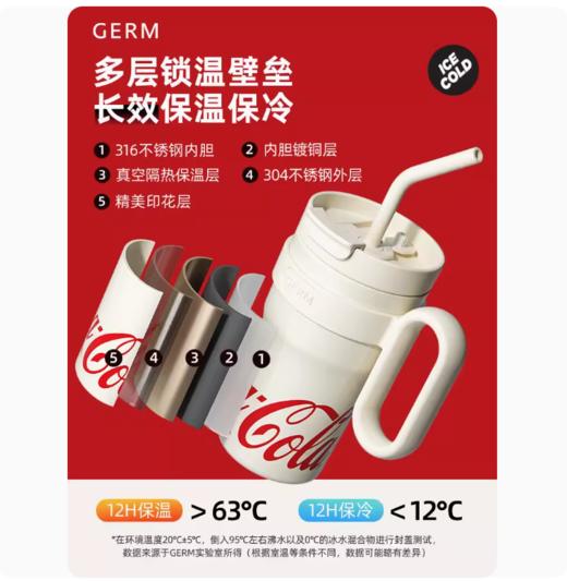 BF楼毋比极物/GERM 可口可乐 巨无霸保温杯大容量吸管水杯 高颜值大号水壶 吊牌价179 活动价159元 商品图3