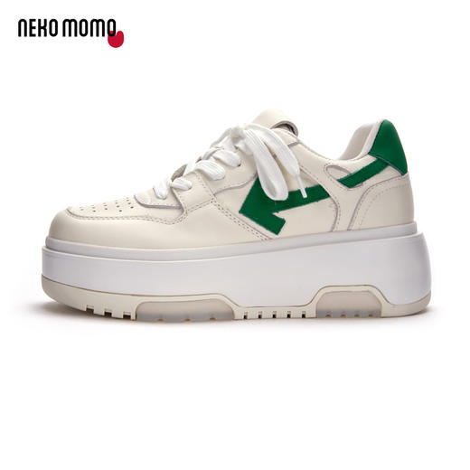 nekomomo2023年春季新款商场同款头层牛皮系带厚底板鞋女小白鞋女 商品图3