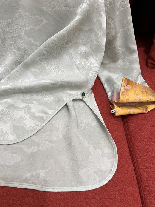 328-1新中式 真丝提花 宋锦袖口 圆领九分袖 衬衫 上衣 发货不能催‼️ 商品图4