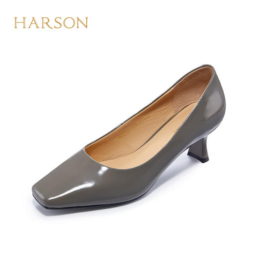 【自营】哈森 秋季新款法式通勤高跟鞋纯色方头羊皮浅口单鞋 HL222502 商品图7