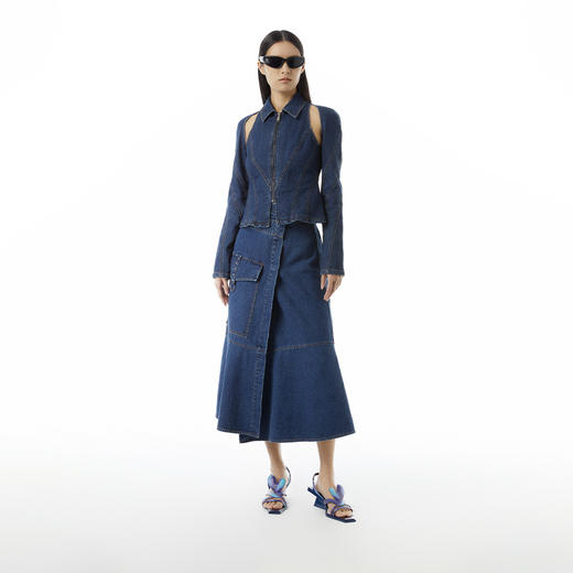 lost in echo设计师品牌Ari系列两件式背心披肩牛仔外套半裙套装 商品图0