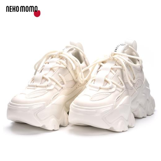 nekomomo2023年春季新款牛皮网面超轻厚软底增高品牌休闲老爹鞋M22AM19631女 商品图0