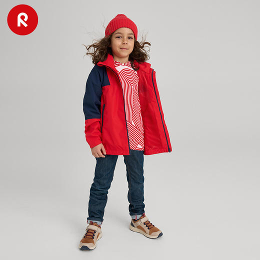 reima男女儿童夹克2024春季新款户外 拒水防风运动连帽外套 商品图1