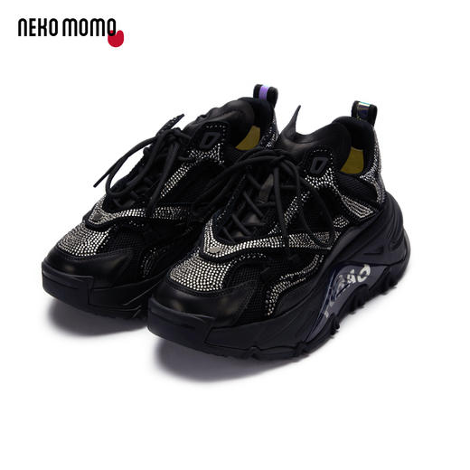 nekomomo2022年秋冬新款商场同款牛皮镶钻厚底增高休闲鞋老爹鞋女M20CM31331 商品图0