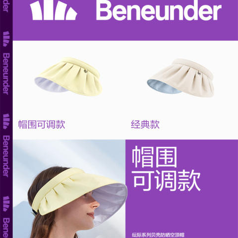 蕉下纭际系列贝壳倍护防晒空顶帽（芋灰粉）/顶【帽檐18cm】 商品图3