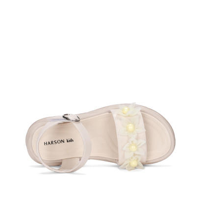 【自营】哈森 夏季珍珠纱网花朵装饰一字带公主风凉鞋 TM232402 商品图7