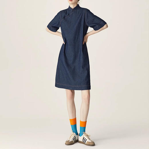 裁缝学苑AQ258新中式牛仔连衣裙纸样小立领女装斜门襟裙子打版裁剪样板 商品图3