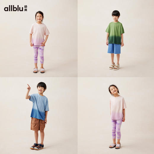 【Zui划算】幼岚「柔软汉麻」渐染T柔软亲肤耐磨耐造24夏款儿童短袖T恤ZY 商品图2
