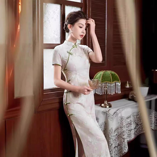 性感优雅民国风，提花缎改良版长款旗袍GSJ-864 商品图3