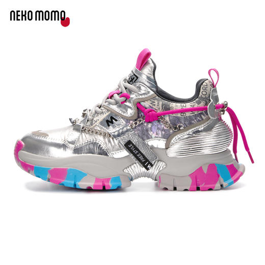 nekomomo2022年秋冬新款商场同款头层牛皮迷彩纹超轻厚底老爹鞋M21CM35901女 商品图2