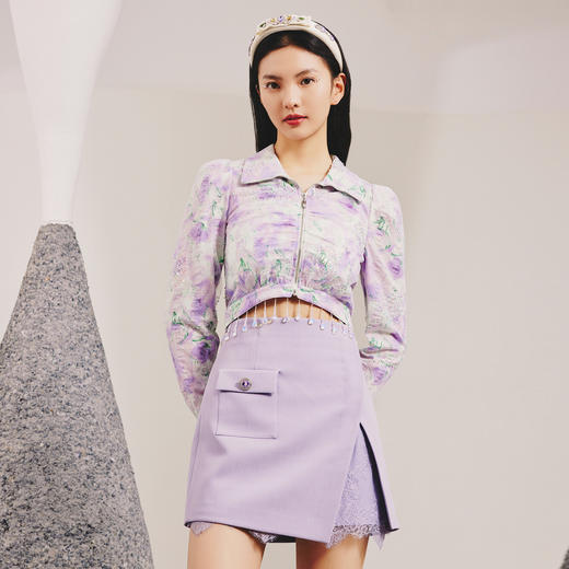 优雅复古感短款夹克翻领短外套女春款MC88TP039F70 商品图1