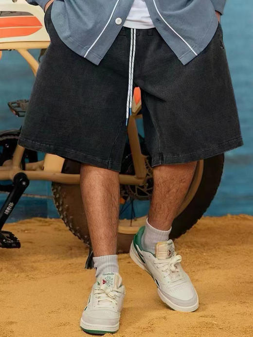 帆船 春夏 纯色刺绣大字母水洗做旧 休闲宽松短裤/中裤/五分裤 男女同款 NT-2689 商品图3