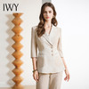 IWY/高级感缎面西装套装女七分袖职业装新中式提花西服正装CP1969 商品缩略图4