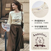 OLrain欧芮儿美式复古T恤女早春2024年新款杏色印花字母插肩长袖 商品缩略图3