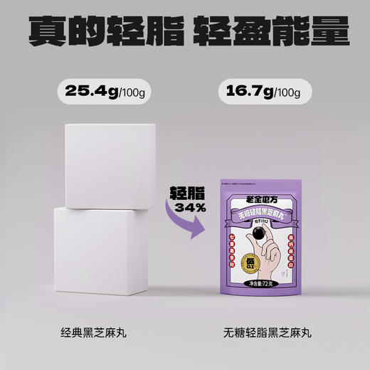 老金磨方 无糖轻脂黑芝麻丸72g0糖低脂肪芝麻丸滋养食补 72g/包 多规格 商品图4