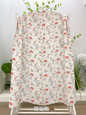 松植屋全棉高密绉纱毯 婴儿浴巾毛巾纯棉纱布宝宝洗澡新生儿童吸水巾家用超软