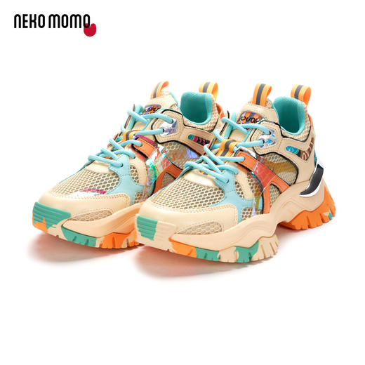 nekomomo2023年夏季新款商场同款牛皮网面超轻厚底系带老爹鞋女M21AM16271 商品图3