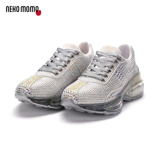 nekomomo2022年秋冬新款商场同款牛皮水钻运动气垫厚底老爹鞋女 商品图0