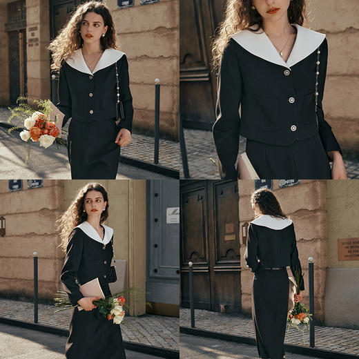 OLrain欧芮儿黑色小香风短外套女春季2024年新款气质可盐可甜上衣 商品图2