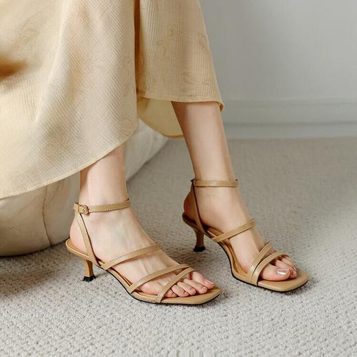 【预售5天】夏季仙女风细带露趾细跟，一字带时装凉鞋高跟鞋HCYYHD&5228 商品图0