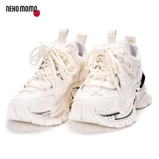 nekomomo2023年春季新款商场同款牛皮网面厚底增高休闲鞋老爹鞋M22AM19591女 商品图1