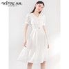 未风白色简约连衣裙女夏2024夏季新款女装法式气质收腰泡泡袖裙子 商品缩略图0