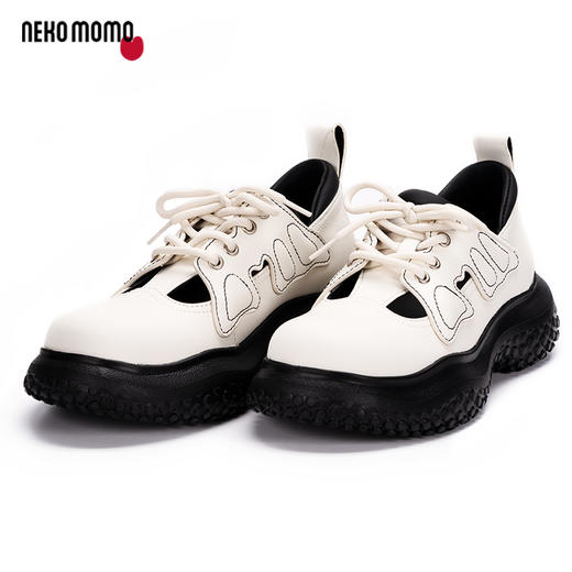 nekomomo2023春季新款商场同款牛皮厚底系带玛丽珍鞋豆豆鞋单鞋M22AE19521女 商品图0