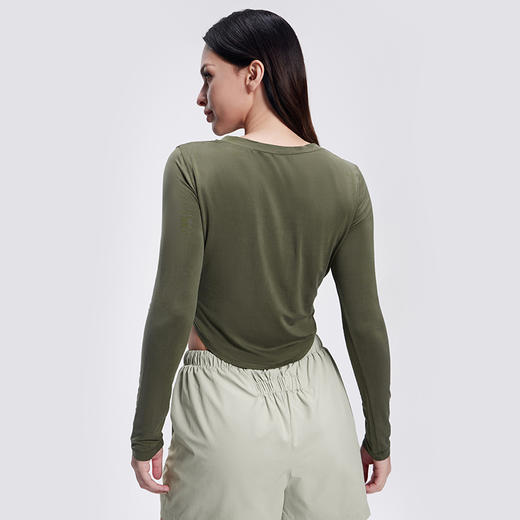 TITIKA弧形下摆长袖T恤女修身短款休闲运动上衣11129 商品图1